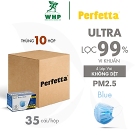 Thùng 350 Cái Khẩu Trang Y Tế Cao Cấp Perfetta Ultra 4 Lớp Kháng Khuẩn, Lọc Bụi Mịn PM 2.5 (35 cái/hộp)