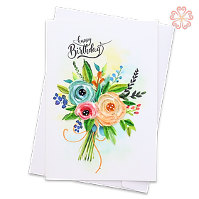 Thiệp Giấy Xoắn Nghệ Thuật - Thiệp Chúc Mừng Sinh Nhật Bó Hoa - Happy Birthday Flower Bouquet Card - Happy Birthday - Việt Net - VN2NN111043E1 - 11.5 x 16.5
