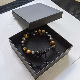 Bracelet Tiger Eye Stone Round Gemstone Beads Gift for Protection Women Men