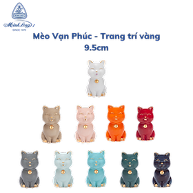 Mua Tượng Mèo Sứ Cao Cấp Minh Long - Vạn Phúc - Trang Trí vàng - 9.5 cm