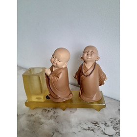 Bộ 2 chú tiểu có đế (tặng 2 chú gấu ngẫu nhiên)