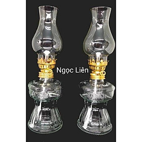 Mua Đèn dầu đốt đèn thủy tinh chân cao có hoạ tiết