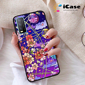 Ốp lưng iCase dành cho Vivo Y20 chất liệu viền dẻo lưng cứng nhám TPU có hai lỗ xỏ dây đeo in nổi 4D hình bộ sưu tập Purple 02