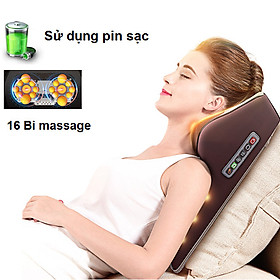 Gối Massage Hồng Ngoại Mát Xa Đa Chức Năng - Cổ Vai Gáy, Sử Dụng Pin Sạc Tiện Lợi, Phù Hợp Sử Dụng Mọi Nơi, Chất Liệu Da PU Cao Cấp