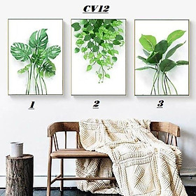 Mua Bộ 3 tranh treo tường trên nền canvas hình rừng nhiệt đới xinh xắn trang trí phòng khách cỡ 25x35cm x 3 tranh