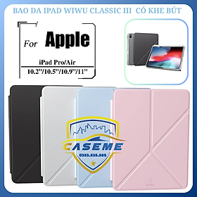Bao da dành cho iPad Pro/Air 10.2”/10.5”/10.9”/11” Wi WU Classic III GF-003 – mỏng nhẹ, có khe bút, chống sốc - Hàng Chính Hãng - iPad Pro 11 inch M4 2024 - Đen