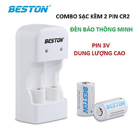 Bộ 2 pin sạc CR2 kèm sạc Beston CD643 dùng cho máy ảnh, camera, thiết bị đo