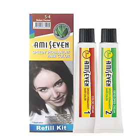 Nhuộm phủ bạc dược thảo Nhanh 7 Phút AMI SEVEN REFILL  (Loại tiết kiệm) S4 Nâu hạt dẻ (60g+60g) Hàn Quốc