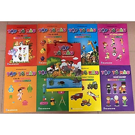 Set 8 quyển - Bộ tập tô cho bé: Tô màu, phát triển trí tuệ cho trẻ mẫu giáo: 3-4 tuổi, 4-5 tuổi, 5-6 tuổi