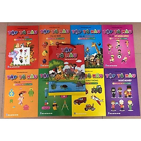 Set 8 quyển - Bộ tập tô cho bé: Tô màu,  phát triển trí tuệ cho trẻ mẫu giáo: 3-4 tuổi, 4-5 tuổi, 5-6 tuổi