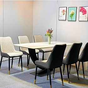 Mua Bộ bàn ăn mặt đá hiện đại  bàn mặt đá CERAMIC khung sắt sơn tĩnh điện phong các bắc âu - Bảo hàng 12 tháng