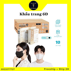 Khẩu trang y tế 6D kháng khuẩn 4 lớp ,lẻ 10 cái, sỉ thùng 500 cái