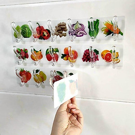 Vỉ 6 Móc Thanh Treo Đồ Dán Tường Họa Tiết Trái Cây Chịu Lực Siêu Dính Siêu Chắc - Đồ dùng dụng cụ nhà bếp