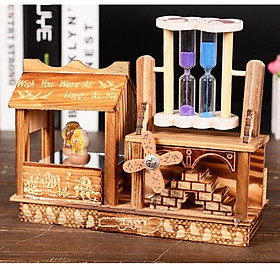 Hộp phát nhạc kèm đồng hồ cát để bàn trang trí dễ thương