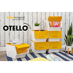 Mua Thùng lưu trữ đa năng 34 lít OTELLO chất liệu nhựa PP trắng  nắp vàng  kích thước 45x38x31cm (DxRxC) | Index Living Mall | Nhập khẩu Thái Lan