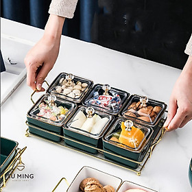 Mua Set Khay 6 Hũ Thủy Tinh Xanh Ngọc Đựng Mứt Tết Có Nắp Đậy Sang Trọng  Giao Hàng Nhanh.