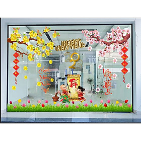 Mua TRANH DÁN KíNH - DECAL DÁN KÍNH TRANG TRÍ TẾT - DECAL DÁN KÍNH TÍCH SẴN KEO DỄ DÁN SẮC NÉT KHÔNG VIỀN TRĂNG KHÔNG BAY MÀU PK658