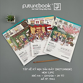 Tập Vẽ Ký Hoạ (SketchBook) New Life- A4- 120GSM- 30 Tờ- Dán gáy dọc. MSP: S941. VPP FUTUREBOOK. (Giao Mẫu Ngẫu Nhiên)