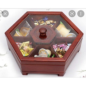 Mua Hộp đựng bánh mứt gỗ hương mặt kính hình lục giác