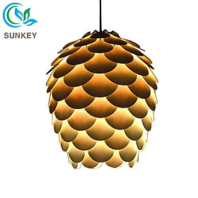 Đèn Gỗ Trang Trí Quả Thông Già - Kích Thước 40x50cm- Chất Liệu Gỗ Plywood Nhập Khẩu - Đèn Trang Trí Thả Trần Trang Trí