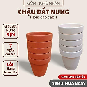 Chậu đất nung trồng sen đá xương rồng, chậu trồng sen đá trang trí nhà và bàn làm việc combo 5 cái 8x8 - Gốm Nghệ Nhân