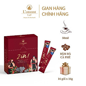 Cà phê hòa tan đen L'amant 2in1 vị đen đá thơm ngon đậm đà (Hộp 16 gói x 16gr)