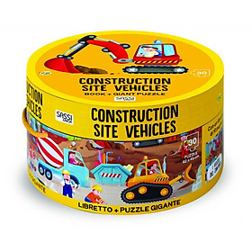 Bộ xếp hình 30 mảnh Công Trường xây dựng SASSI JUNIOR Puzze CONSTRUCTION SITE VEHICLES