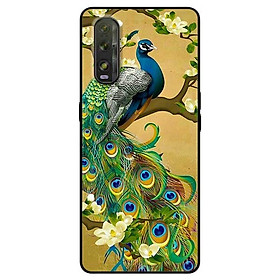 Ốp lưng dành cho Oppo Find X2 mẫu Công Xanh Hoa Trắng