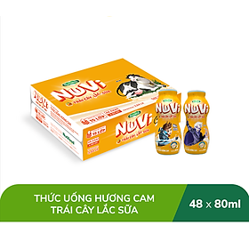 Thùng NuVi Thức Uống Hương Cam Trái Cây Lắc Sữa chai 80ml (48 chai x 80ml)