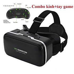 Combo Kính thực tế ảo VR Shinecon cao cấp cho Điện thoại+Tay cầm chơi game bluetooth 3.0