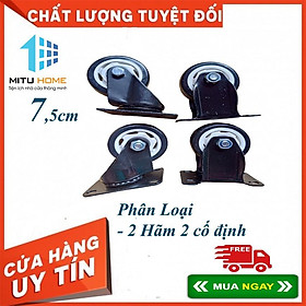 Mua Bánh xe đẩy hàng loại 7 5cm viền đen - Bộ 4 bánh 2 cố định 2 xoay tự chế xe đẩy hàng  vận chuyển hàng hóa