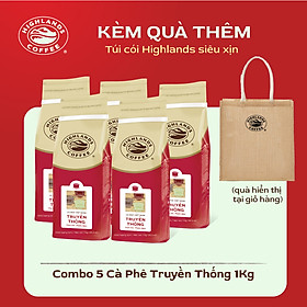 Combo 5 Túi Cà Phê Bột Truyền Thống Highlands Coffee 1Kg