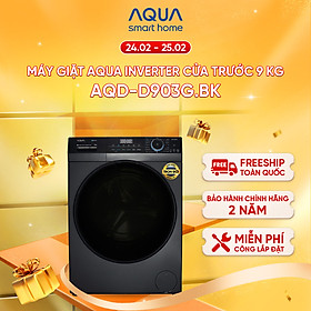 Mua Freeship Toàn Quốc - Máy giặt cửa trước Aqua 9kg AQD-D903G.BK - Bảo hành 2 năm - Hỗ trợ lắp đặt - Hàng chính hãng