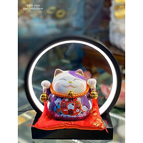 Mua Mèo thần tài  may mắn  tài lộc size cao 12 cm kèm đệm bông đỏ siêu đẹp