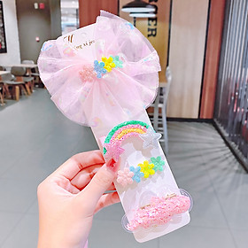 Combo bộ 10 Kẹp tóc cho bé cầu vồng đám mây sequin lấp lánh