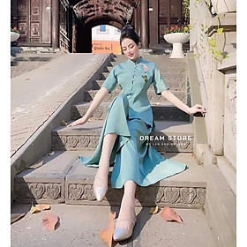 Đồ Lam Đi Chùa # Mẫu Sông Ngư Lụa Cao Cấp