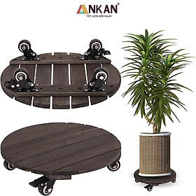 Đế Lót Chậu Cây Có Bánh Xe, Tròn 40cm, Màu Đen, Tải Trọng 150Kg, Di Chuyển Chậu Cây to, Thương Hiệu ANKAN