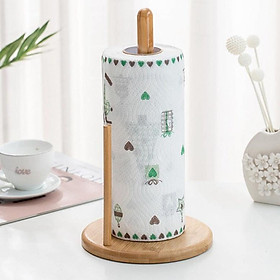Mua Giá đỡ cuộn khăn giấy bằng gỗ thông tiện dụng cho nhà bếp có gắn đế chống trượt kèm giấy cuộn