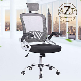 Ghế giám đốc, ghế văn phòng azp furniture ergonomic azp-9931 xám - nhóm lươi thoáng mát, tay cất gọn thông minh