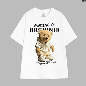 Cao cấp - Áo thun tay lỡ unisex nam nữ oversize in hình gấu Teddy dễ thương