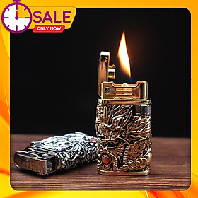 Vỏ Hột Quẹt Bật Lửa Xăng Đá Chief CF218R Đánh Đá Tự Động Hình Rồng Nổi Sang trọng - Dùng Xăng Bấc Đá Ippo Cao Cấp