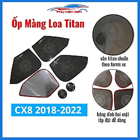 Bộ ốp màng loa vân Titan cho xe CX-8, CX8 2018-2019-2020-2021-2022 chống xước trang trí nội thất ô tô