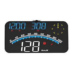 Car HUD 5.5 inch Head-up Display Windshield Projector Digital Vehicle Speedometer Dual System Display Overspeed Alarm - Display color - Blue & White