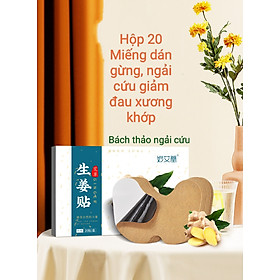 Hộp 20 miếng cao dán CAO CẤP chiết xuất gừng và ngải cứu Miao Ai Tang giảm đau cổ vai gáy, đầu gối, khuỷu tay