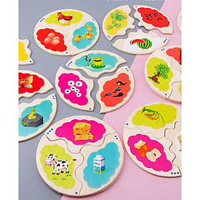 Đồ chơi gỗ giáo cụ Montessori Tranh ghép vòng đời sinh vật cho bé