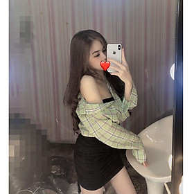 Áo Sơ Mi Nữ Sọc Kẻ Caro Croptop Dài Tay Thời Trang Bonucci
