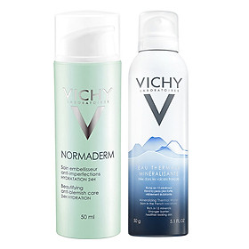 Combo Kem Dưỡng Giảm Mụn, Giảm Bóng Dầu & Dưỡng Ẩm Ngày Vichy Normaderm (50ml) - Xịt Khoáng Vichy 100873972 (50g)