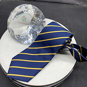 Phụ kiện nam cà vạt nam bản 8cm Giangpkc tháng 5-2021-Cà vạt xanh đậm chéo vàng