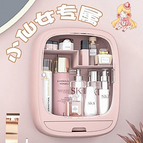 Mua Kệ đựng mỹ phẩm cao cấp  CỬA MỞ NAM CHÂM KÍNH MIKA TRONG SUỐT để đồ trang điểm trong nhà tắm treo tường không đục lỗ ( TẶNG MÁY TỈA LÔNG MŨI ))