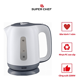 Ấm Đun Siêu Tốc Nhựa 1.7 Lít Chính Hãng Super Chef Công Suất đến 2200W Đun Nhanh, Nhựa Chịu Nhiệt, An Toàn Sức Khỏe, Nhiều Tính Năng An Toàn, Siêu Tiện Lợi, Giá Tốt SC_KP1775